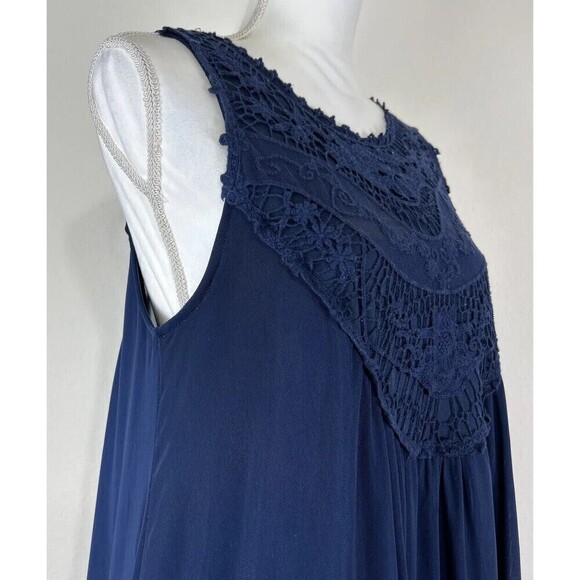Altar'd State Navy Knee Length Crochet Boho Swing Dress Size Large 8/10 - Picture 9 of 12